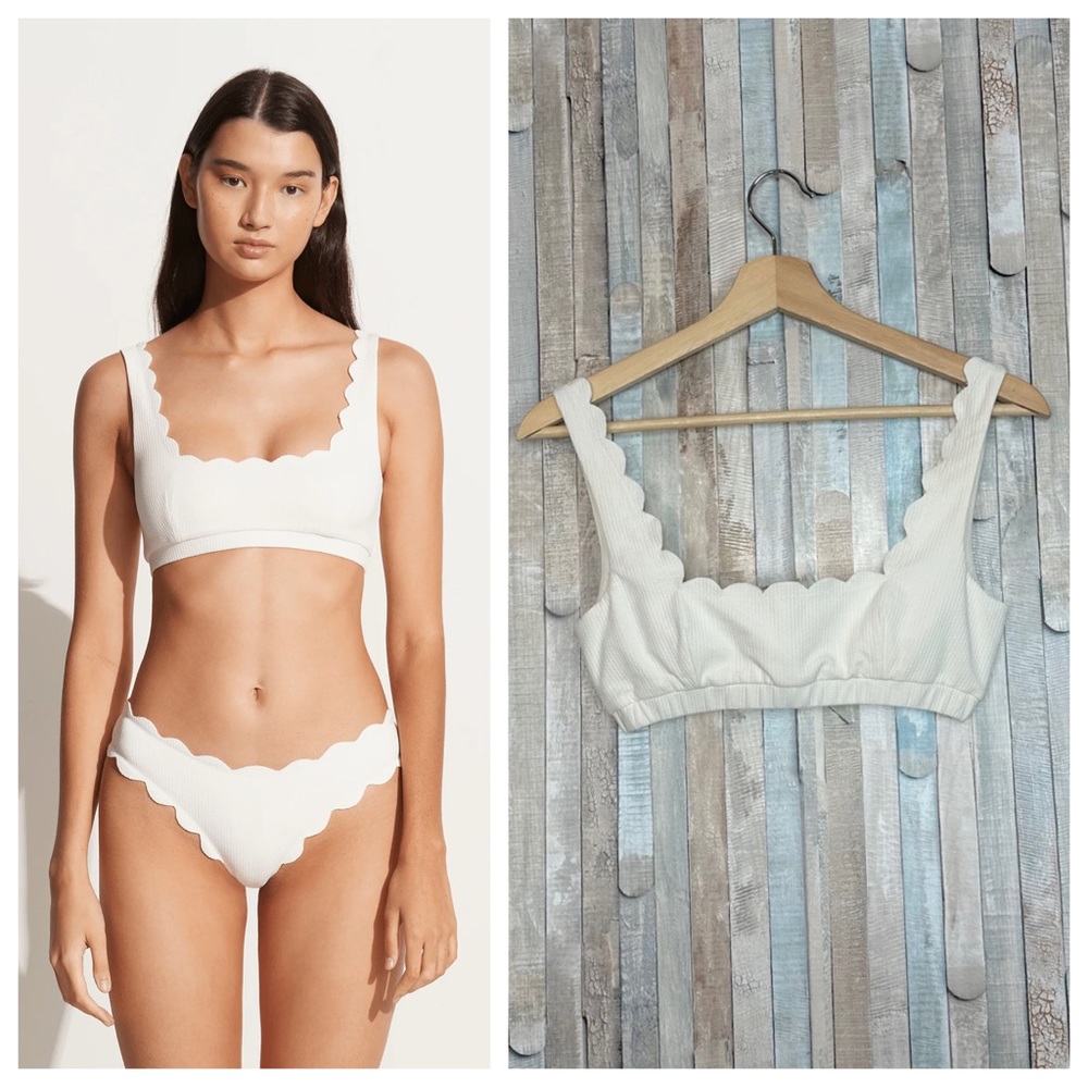 Marysia M Mini Palm Springs Scalloped Bikini Top Swim Swimsuit Coconut White